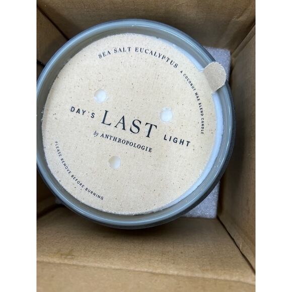 Anthropologie Last Day Light Glass Candle Sea Salt Eucalyptus New In Box - Picture 5 of 6